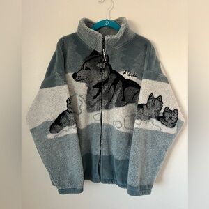 Vintage 90s Black Mountain Wolf Husky design